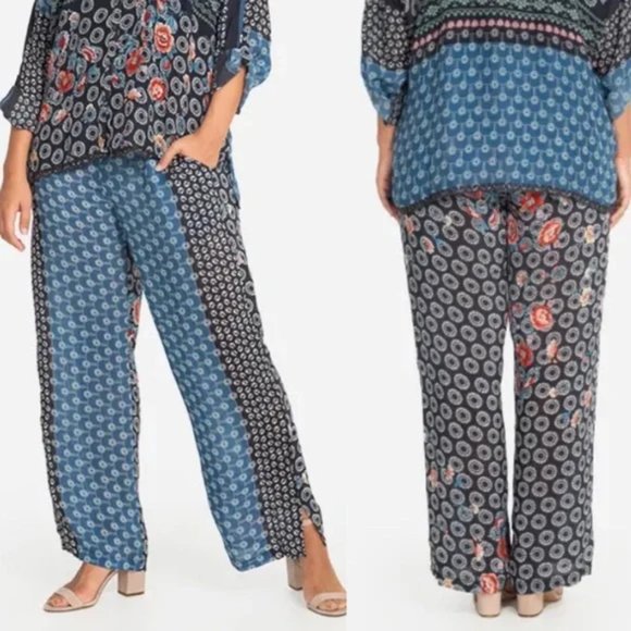 Johnny Was Pants - Johnny Was Maera Wide Leg Flowy Drawstring Waist Floral Pants